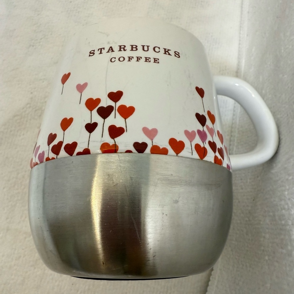 Starbucks 2007 Valentine's Day Heart Balloon Ceramic Steel Coffee Mug